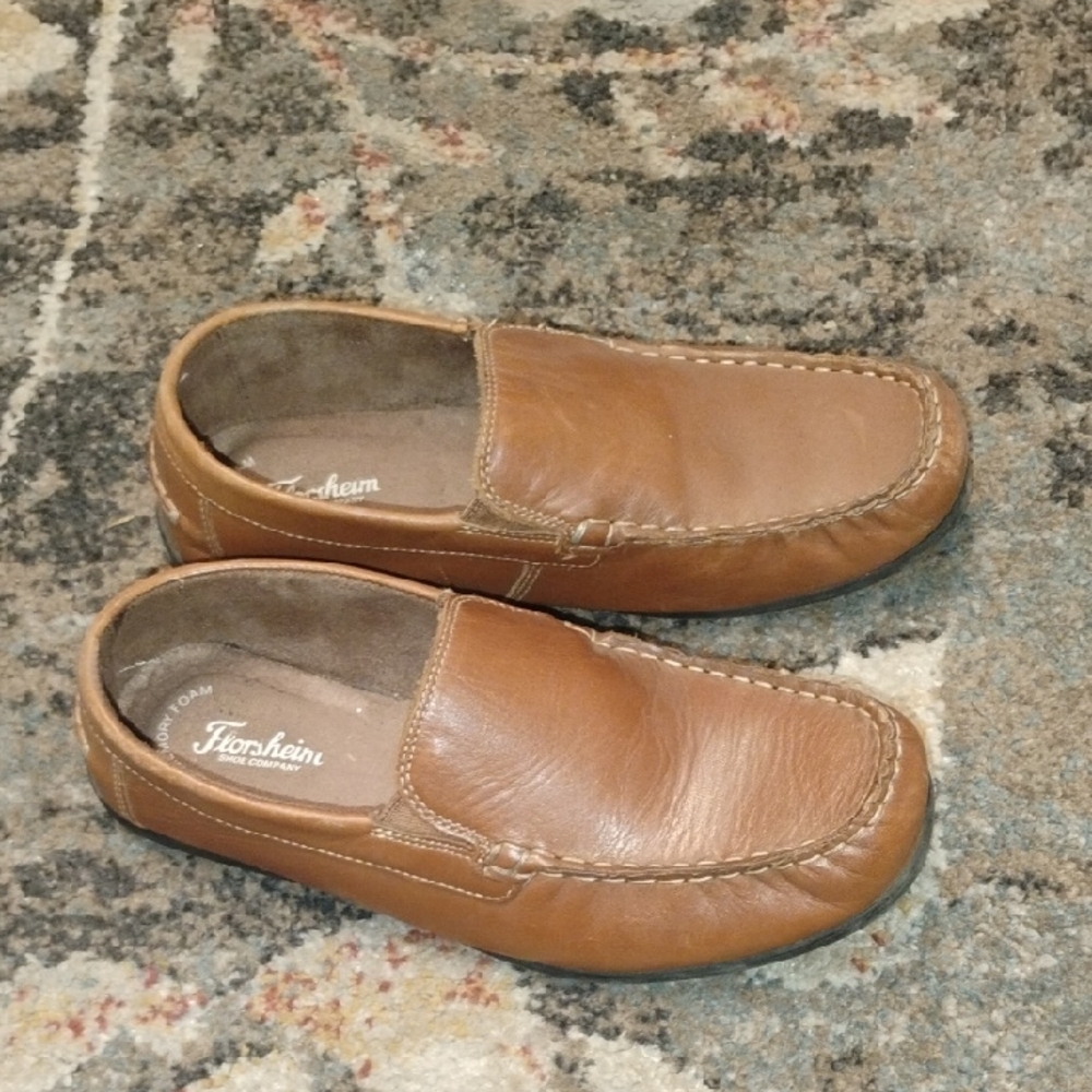Florsheim Men's Tan Leather Slip-On Loafers Size 5 In Boys